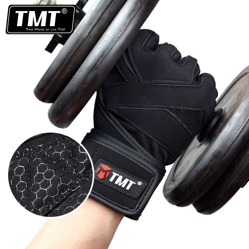 TMT健身手套男士健身房动感单车哑铃器械训练半指护腕透气防滑夏