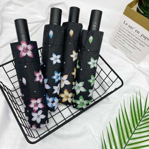 太阳城三折自动晴雨两用伞