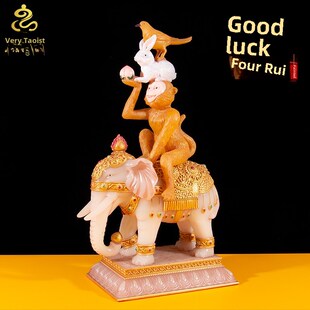 藏式和气四d瑞树脂摆件大象猴子吉祥八宝四瑞家具装饰摆件包邮