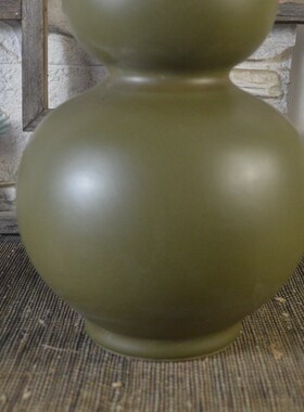 仿古瓷器 复古清雍正风格 茶叶末釉D三节葫芦瓶 花瓶 古董古玩摆