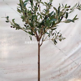 仿真橄榄树塑料盆k栽油橄榄树北欧ins风绿植假花客厅装饰假树盆景