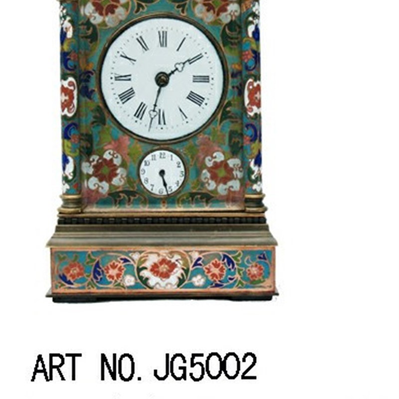 [五功能]复古装饰 掐丝珐琅皮套艺I术钟表机械欧式西洋台钟