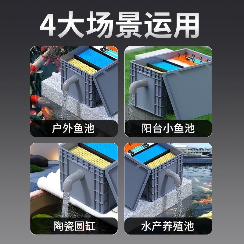 鱼池水循环系统过滤器设备鱼塘养鱼户F外大型水池净水周转箱过滤