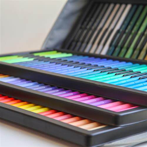 kaco艺彩100色彩色软头毛笔双头勾线水彩手账笔儿童套装生日礼物