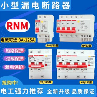 小型断路器DZ47LE-63 125 漏电保护器1P+N 2P 3P+N 4P32A100A新款