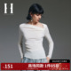 HIGH24 纯色不对称含羊毛打底长袖 夏季 SEASON 新款 修身 T恤女装