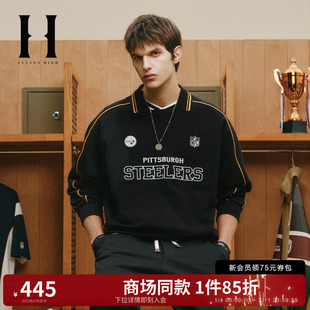 SEASON HIGH春季男装卫衣宽松翻领匹兹堡钢人球队刺绣S26133012