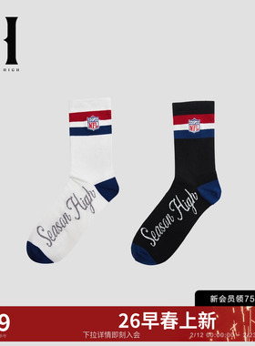 SEASON HIGH春季新款袜子男装精致刺绣百搭简约高筒男袜S2611Q001