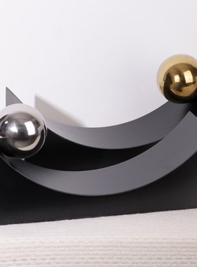 滚动球定格摆件金属工艺品t样板房书柜装饰电视柜几何艺术摆设创