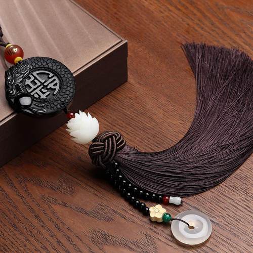 挂件汽车车载平安内车饰品后视镜用品保I石挂饰高档吊饰黑曜葫芦