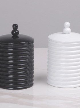 现代简约欧式螺文层叠黑色首饰盒收纳盒I摆件样板房软装饰品储物