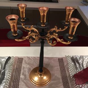 美式 新古典欧式 复古五头铜烛台客厅样板房浪漫餐桌软装 饰摆件礼i.