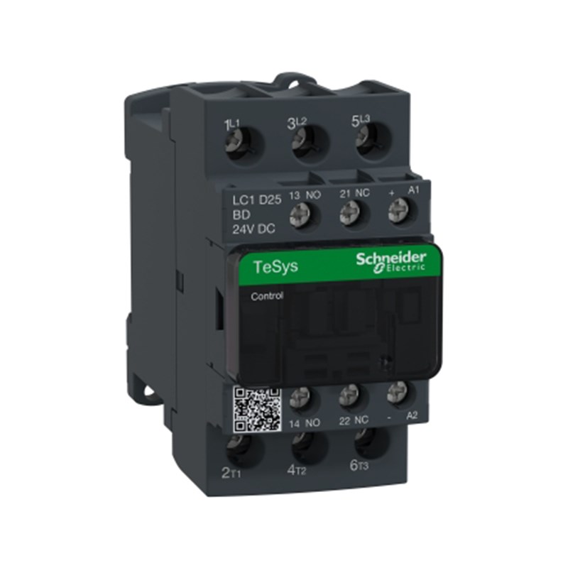 施耐德TeSys D系列三极交流接触器25A 2A4VDC 1NO +1NC  LC1D25BD