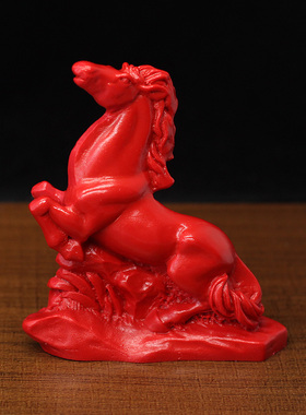 极速红色朱砂寅午戌三合贵人摆件12生肖J虎马狗三合工艺品办公室