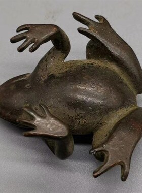 古玩铜器收藏仿古纯铜小号青蛙实心摆T件茶宠家居装饰