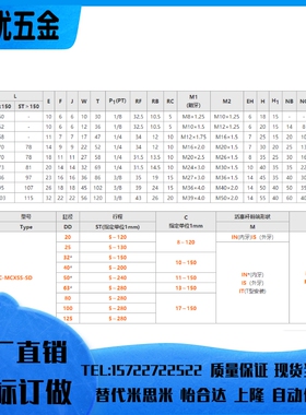 C-MCXSS-SD-32-ST20-(10~150)-IN/IS/ITQ-N/F薄型油缸-方形替代