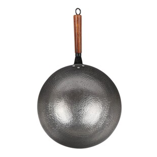 包邮手打铁锅纯铁炒锅熟铁鱼鳞纹炒F锅健康无涂层炒菜锅送炒菜勺