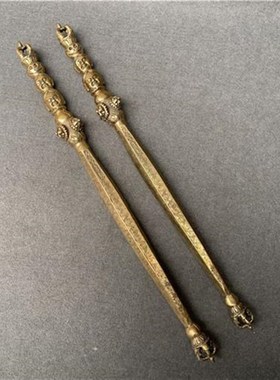 纯铜金刚杵撅金刚撅降u魔杵长戬四楞铜锏黄铜法器打神鞭