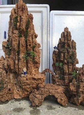 吸水石盆景 天然加湿器 客厅阳台上水F石 奇石 高50厘米金属生日