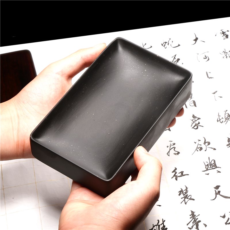 非遗 素心墨海砚台天然老坑金星原石歙L砚书法绘画文房四宝端