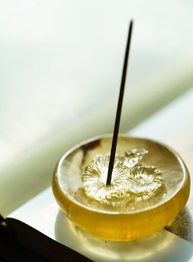 琉璃莲花能量玉石线香插SPA会所中式仿K古解压情绪稳定治愈小摆件