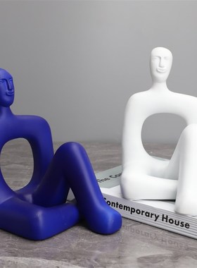 现代简约表情包人像树脂雕塑x摆件样板房售楼部客厅玄关创意装饰