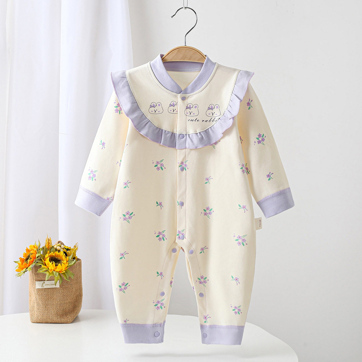 婴儿春秋长袖连体衣女宝宝春季A类纯棉花边领哈衣洋气爬服外出服,童装/婴儿装/亲子装,连身衣/爬服/哈衣,淘宝优惠券,粉丝福利购,淘宝优惠卷