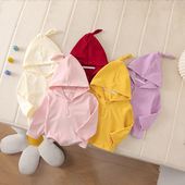 休闲风卫衣秋装 男女宝宝秋季 连帽上衣服 纯色巫师帽开衫 婴儿春秋款