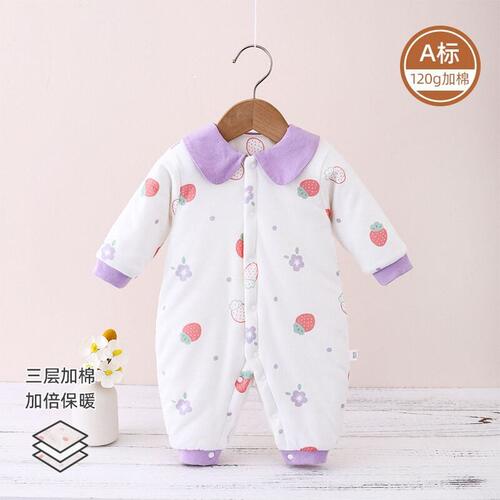 婴儿冬季加棉连体衣加厚保暖哈衣