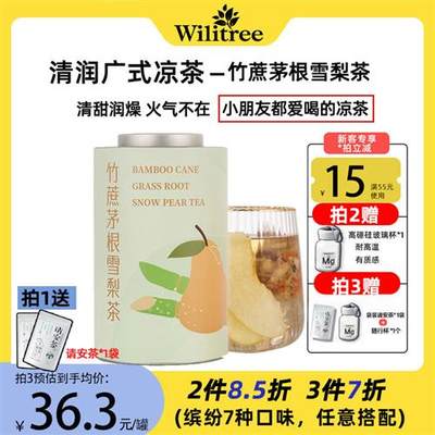 wilitree竹蔗茅根雪梨茶包儿童广式凉茶甘蔗马蹄水果冷泡茶果茶包