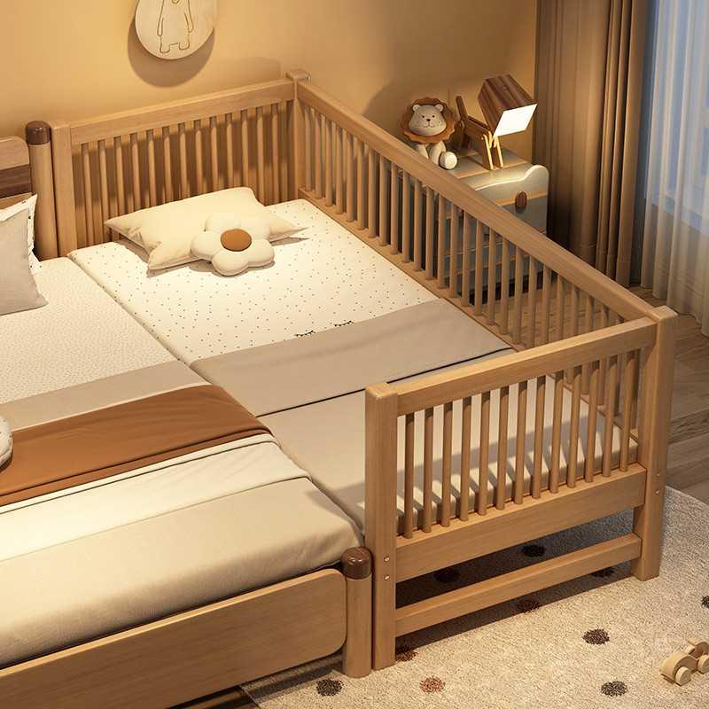 实木儿童床拼接床带护栏婴儿床男女孩加宽床宝宝床边神器拼接大床