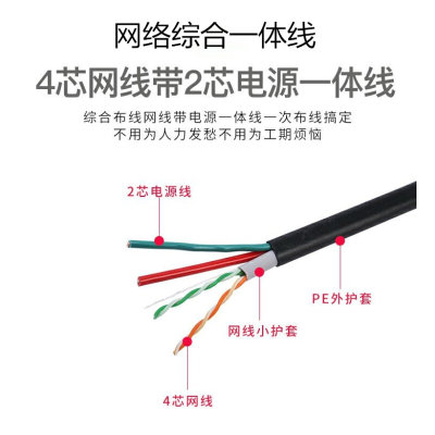 芯48芯网线带电源线室外 纯无氧铜网络综合线一体复合线300米