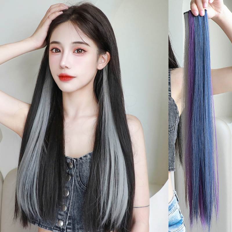 蓝色挑染假发简兮（美妆）彩色挂耳染发片 个性十足 多种颜色选择