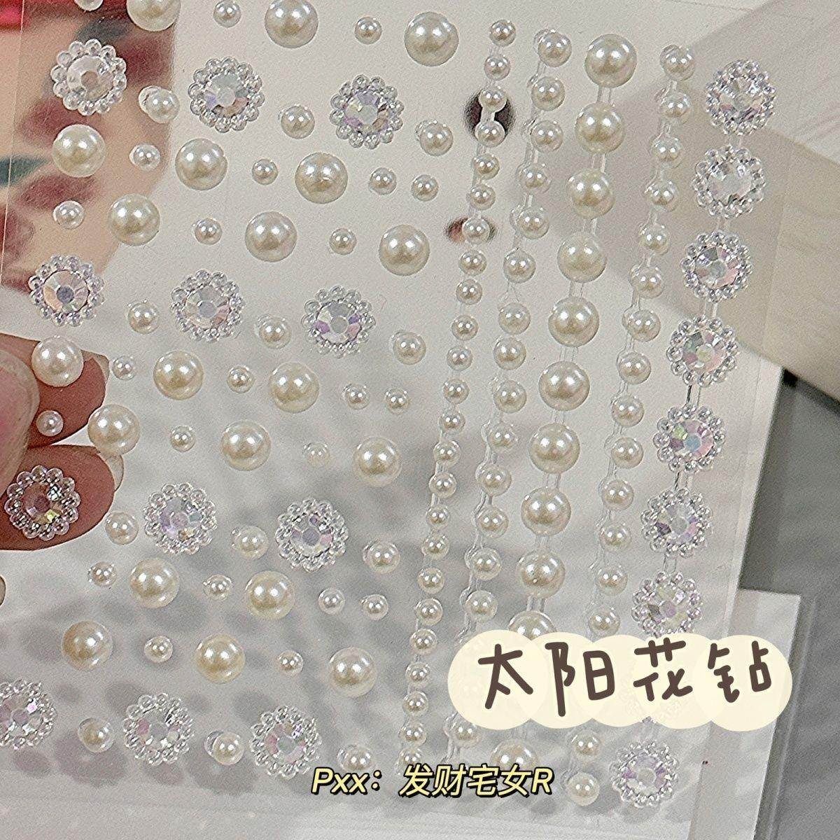 珍珠水钻脸贴音乐节演出脸部饰品美甲贴钻石眼贴自粘打包装饰贴