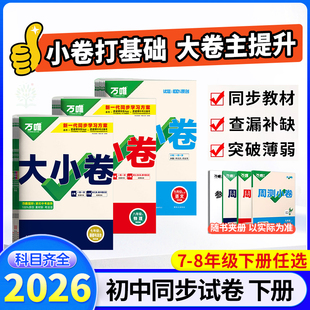 2026万唯大小卷上下册七八九年级试卷测试卷全套人教版初中必刷题同步教材语文数学英语物理政治历史地理生物初一二三小四门会考书