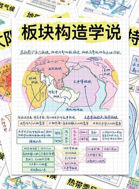 地理知识点贴纸卡片笔记便利贴