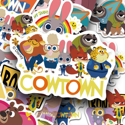 100张正品官方授权迪士尼疯狂动物城贴纸联盟款贴纸卡通可爱儿童粘贴玩具手机笔记本电脑平板装饰防水贴画