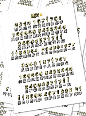 100张常用入门级音乐简谱系列贴纸节拍五线谱DIY桌面手账手机笔记本电脑平板ipad装饰防水贴画