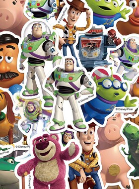 100张正版迪士尼贴纸3D玩具总动员贴纸巴斯光年胡迪卡通人物可爱高颜值手账手机笔记本电脑平板装饰防水贴画