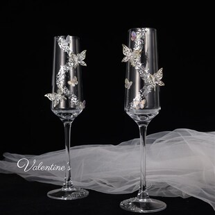 新人结婚敬酒杯diy一对高脚杯材料包粉色满钻手工W礼物结婚礼物