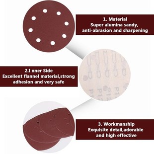 Round Shape Loop 125mm Hook Sandpaper Discs 80pcs SandingM