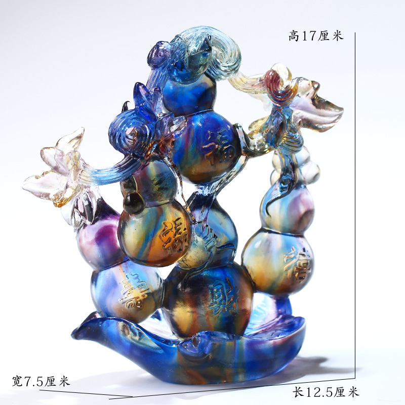 琉璃五福临门葫芦风水摆件居家客厅办F公前台摆放装饰祝寿乔迁送