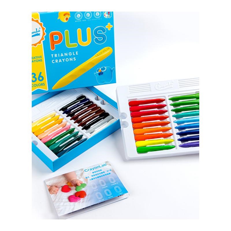 Crayonlab儿g童洞洞蜡笔可水洗12/24/36色油画棒幼儿园三角蜡笔不