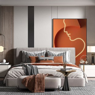 现代简约艺术挂画led灯装置实物画客厅沙发背景墙V落地轻奢装饰画