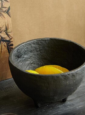 新中式现代侘寂风黑色艺术装饰摆件样板间售O楼处酒店客厅桌面摆