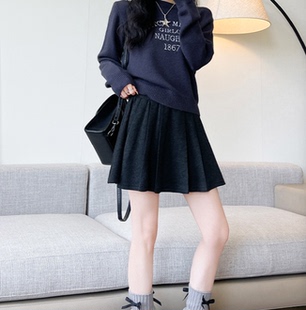 【甜甜圈专享】毛呢半身裙~松紧腰高腰百褶裙12-27