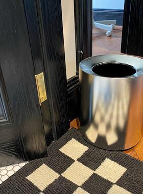 livingbank银色太空电镀垃圾桶家用卧室办公室纸篓复古时髦收纳桶