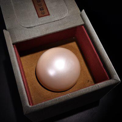 古玩收藏宫廷御用大颗盒装东珠老贝珠佛珠念珠居家文玩桌面摆件