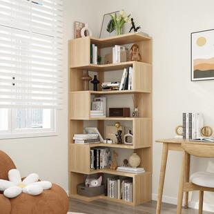 L型转角书架书柜一体家用客厅角落书房欧松板落地置物架收纳柜