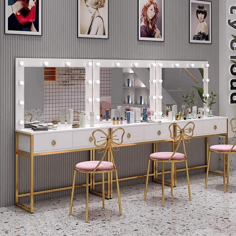 影楼化妆台专用婚纱店化妆师彩妆工作室化妆桌子带灯美容院梳妆台